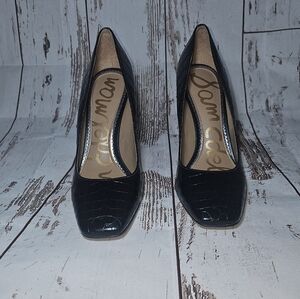 Sam Edelman Black Croc-Embossed Women's Pumps